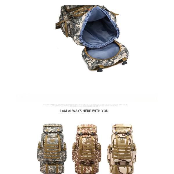 Soft Handle 80L Waterproof Multi-Function Camouflage Hiking Bag for Mountain Training