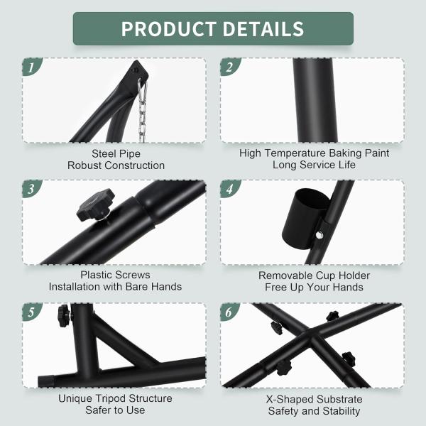 Sturdy and Durable GOURD Heavy Duty Outdoor Hammock Chair Stand for Beach Sports Kids