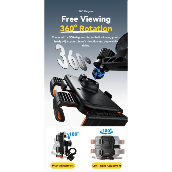 Essager ES-ZJ33 Universal 360 Adjustable Bicycle Bike Motorcycle Phone Holder With Handle and Rearview Mirror Style