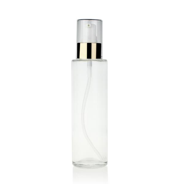 Transparent 120ml Glass Lotion Bottles With Pump FDA Certificate Round Shape
