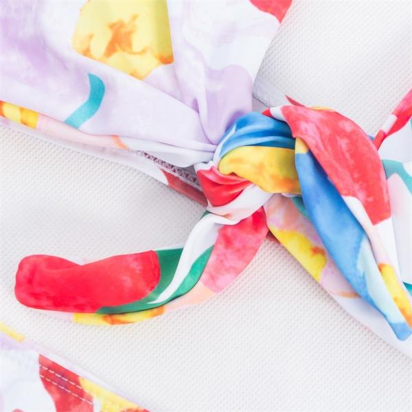 push up bathing suits Tie a Knot Two-piece Bathing Suit Bikini With Flower Print High Waist Swimsuit