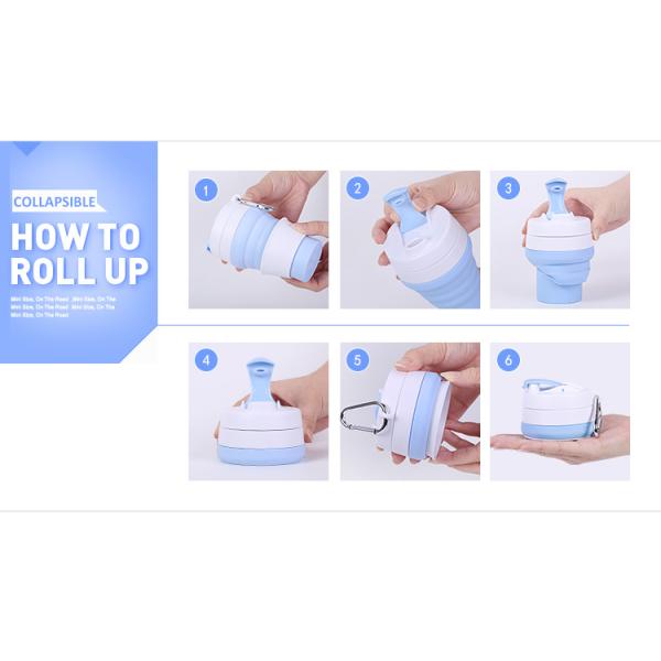 OEM Eco Friendly Collapsible Travel Coffee Mug Silicone Foldable With Lid