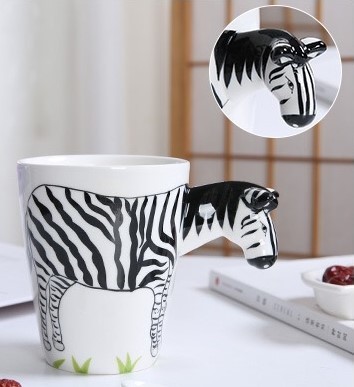 Food Grade Three Dimensional 15 Oz Zebra Mugs