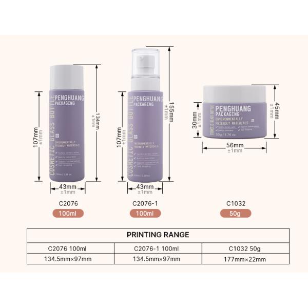 FDA Glass Cosmetic Packaging Set Dropper Pump Spray Painting Green Color 20ml 50ml 100ml