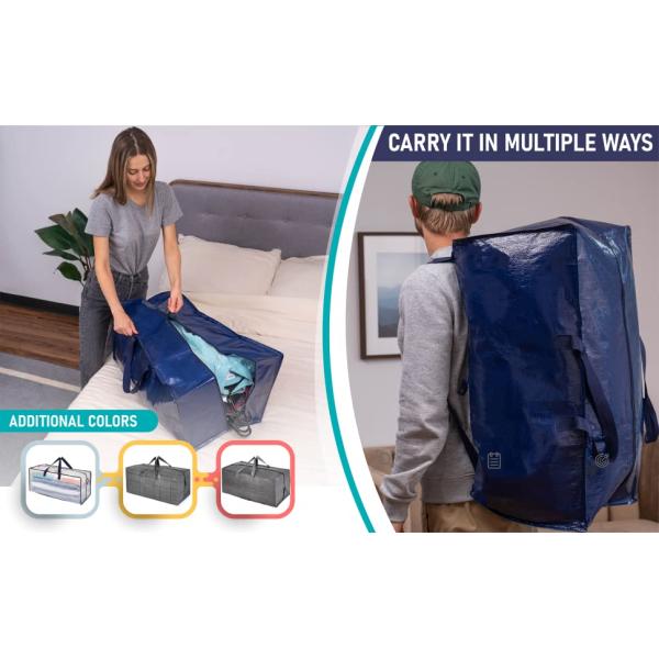 Grocery Shopper, Heavy Duty Large Moving Bags, Backpack Straps Handles, Zippers Storage Totes, storage Boxes