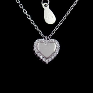 China OEM Sterling Silver Pendant Necklace / Cubic Zirconia Heart Necklace on sale