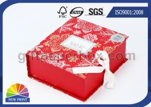 Quality Popular Design Printed Luxury Hinged Lid Gift Box Red Flat Pack Gift Set Fold Paper Box for sale