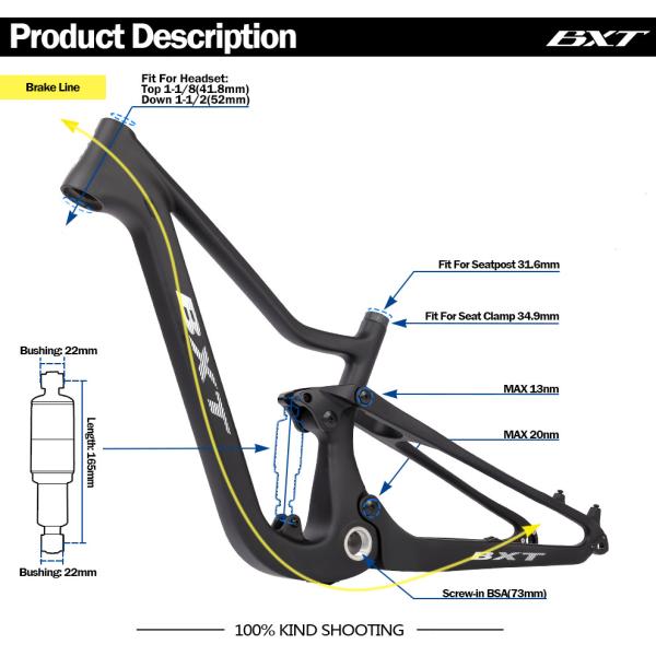 XC Carbon Full Suspension Frame 24 Kids Bicycle Enduro Mtb Frame