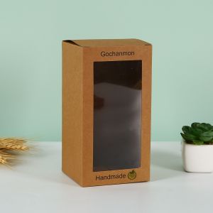 Quality Custom Kraft Paper Folding Packaging Box With Window Square Printed Box For Tea Cosmetics And Handmade Gifts for sale
