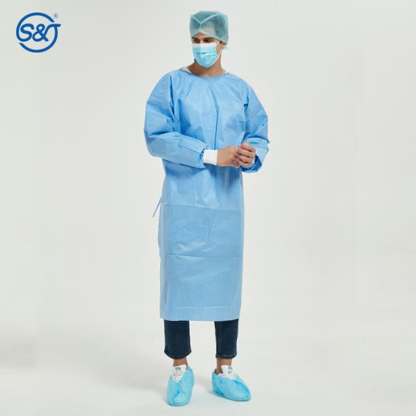 Sterile SMS Disposable hospital Isolation Gown Surgical Gown With Rib Cuff AAMI Level 3