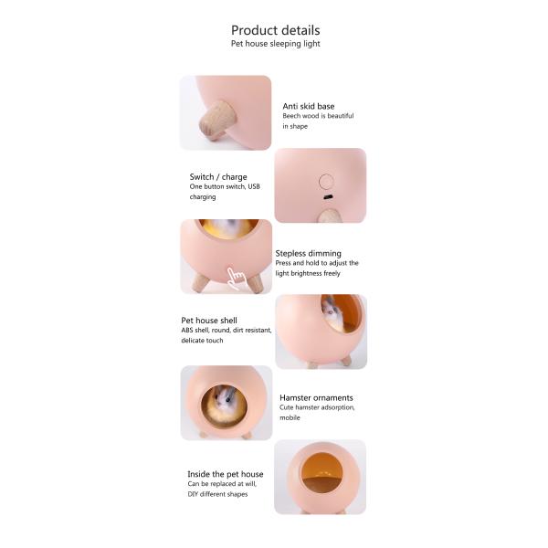 ROHS 1.2W Hamster Bedroom LED Night Light 3 Hours Charging For Kids