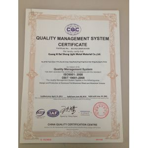 Guang Xi Baisheng Light Metal Material Co.Ltd Certifications