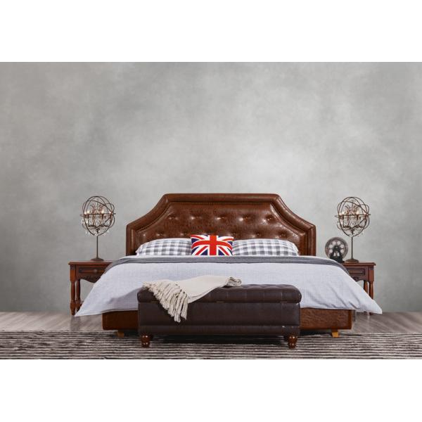 Glassic design of Leisure Bedroom Furniture Upholstered Headboard Bed by True Leather with High density Sponge covered