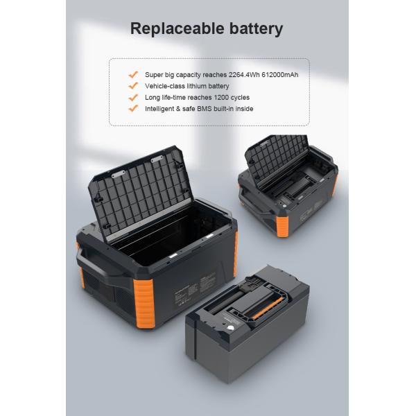 2000W portable solar powered generator, With Battery Expansion Parallel