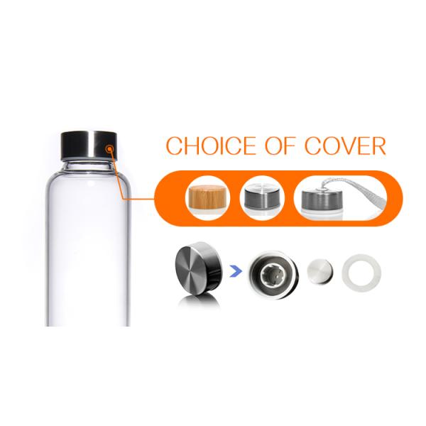 350ml 500ml Round Sports High Borosilicate Glass Water Bottle With Silicone Sleeve