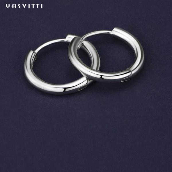 0.07oz 0.12cm Sterling Silver Jewelry Earrings 316L Mens Stainless Steel Hoop Earrings