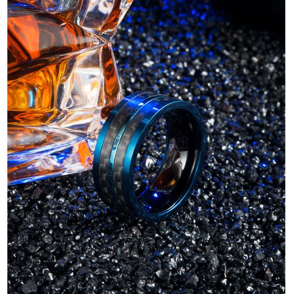 Waterproof Stainless Steel Ring Plated Blue No Fade Men's Simple Finger Rings