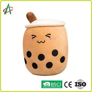 Quality OEM Bubble Tea Plush Pillow With Embroidered Emoji for sale