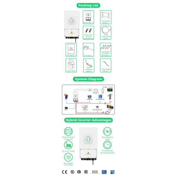 5KW 6KW Low Voltage Hybrid Inverter IP65 2 MPPT Hybrid PV Inverter