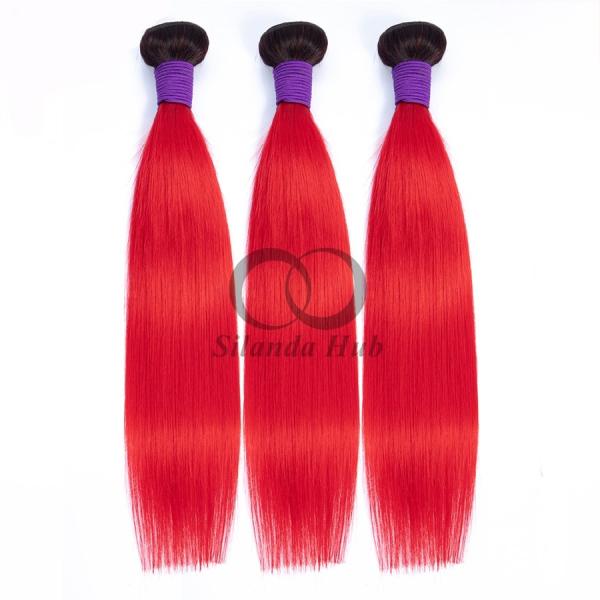 #T1B/Red Straight Remy Human Hair Bundles Sew In Weave Bundles Brazilian Bundle Deals