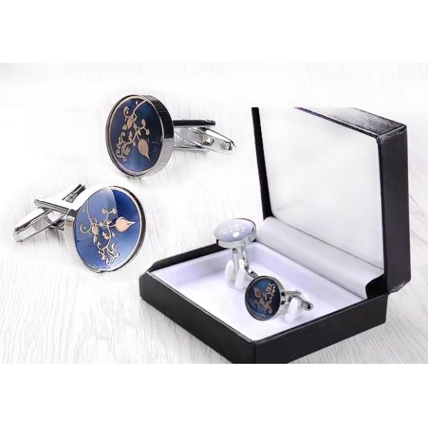 Crystal Blue Diamond Cufflinks , Button Cufflinks For Shirts Copper Material