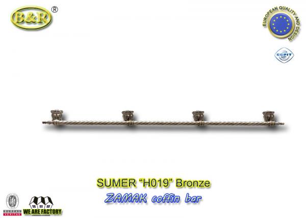 Buy Ref No zamak H019 zinc casket long bar  metal coffin hardware 1.55 meter long with 4 bases at wholesale prices