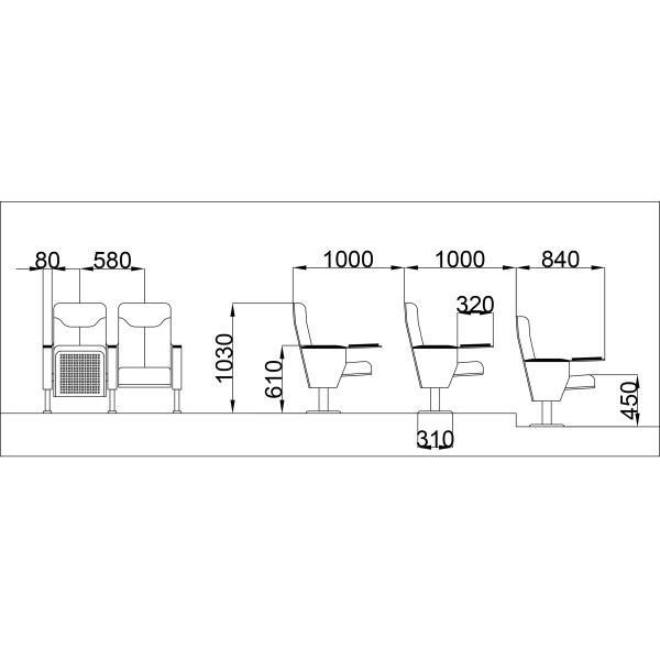 740x580x1030mm Anti Fouling Cinema Hall Chairs Folding Detachable Dustproof