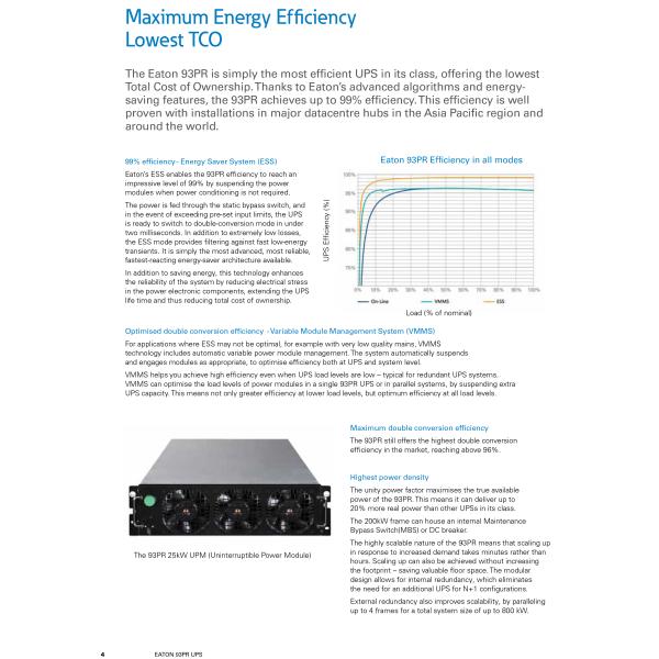 Eaton Brand batterie eaton 93PR series UPS15-500KVA 25KVA-200KVA uninterruptible power supply with three phase output for office