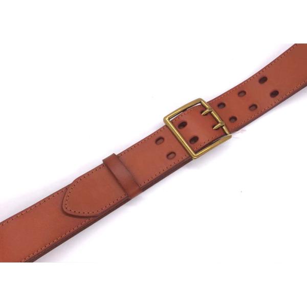 Zinc Alloy Buckle Men's Casual Double Prong Leather Belt 2 Holes 1.5 Inches Wide