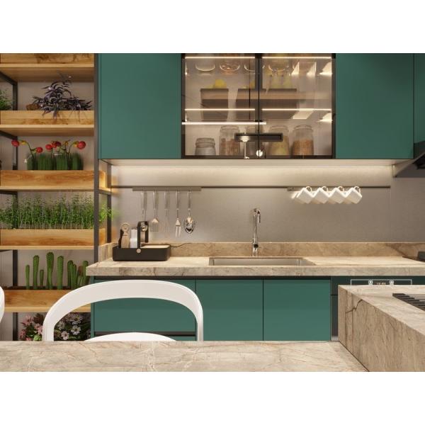 Fadior Lotus Green Elegance: Full Stainless Steel Kitchen Cabinets For Modern Homes