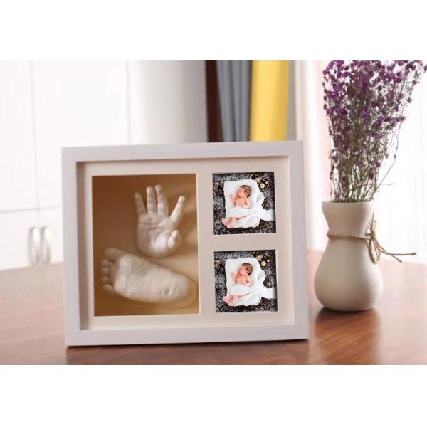 Wooden 3D Hand And Foot Casting Kits Photo Frame White Baby Shower Gifts