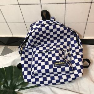 2018 new hip-hop fashion checkerboard circle label campus backpack for high