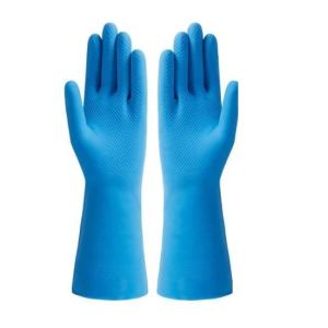 Quality Unlocked Lining Natural Latex Glove Household Thickening Blue Latex Glove for sale