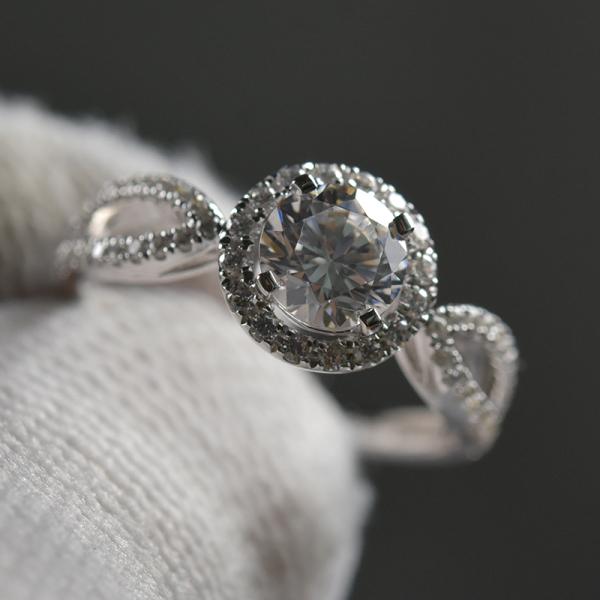 Wedding White Gold Moissanite Ring With Engraving Letters / Numbers RD167