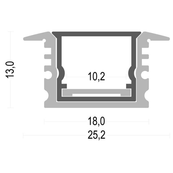 PC IP65 Sandblasting Waterproof LED Channel 6063 T5 For Kitchen Bathroom Lighting