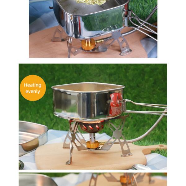 Lightweight Backpacking Outdoor Kitchen Picnic Pot Pan Stainless Steel 6 PCS Camping Cookware Set For Out Door Hiking