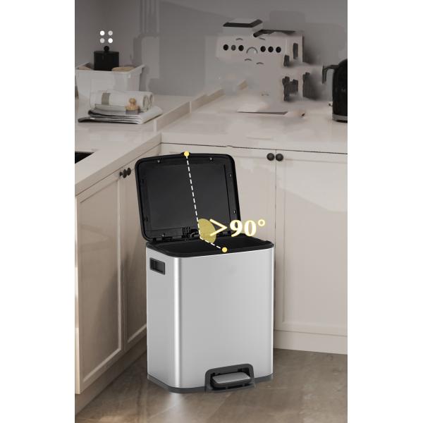 Manufacturers Direct Sale Silver Square 20l Metal Bucket Metal Ring Powder Coated Household Stainless Steel Trash Can