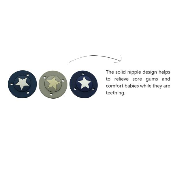 Soft Elastic Sanitary CPSIA Baby Teething Pacifier Laser Printed Logo