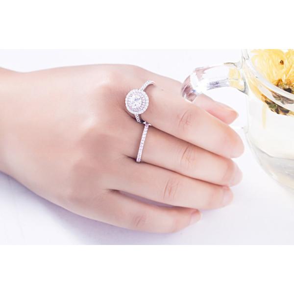 925 Sterling Silver Bridal Ring Sets Round Cut CZ Engagement Wedding Rings For Her