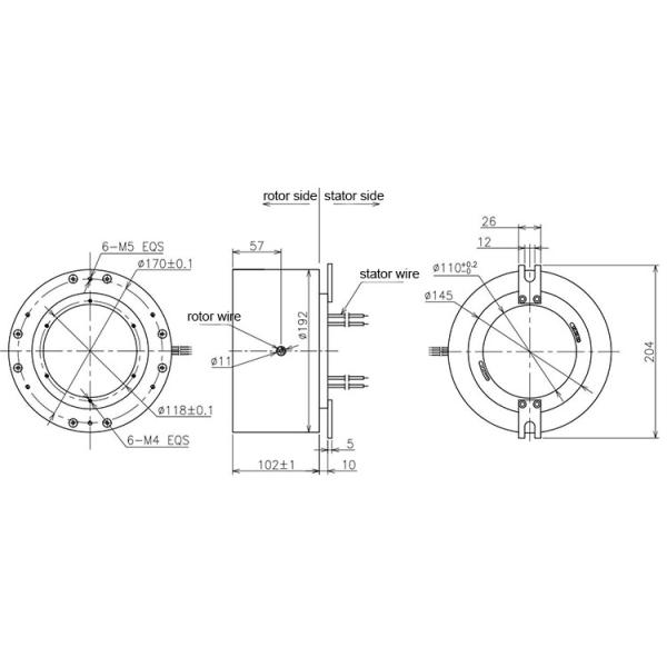 12 Circuit Raster Robot Slip Ring , Encoder Slip Ring Precious Metal Contact Material