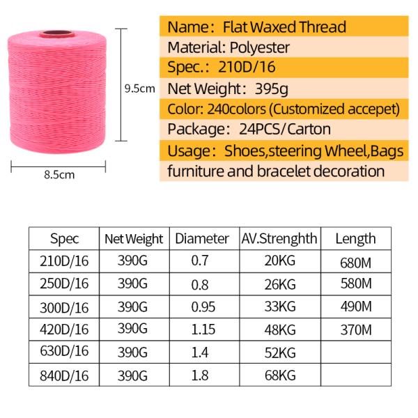 210D/1*16 Waxed Thread 1mm Polyester Thread for Steering Wheel Sewn Chemical-Resistant