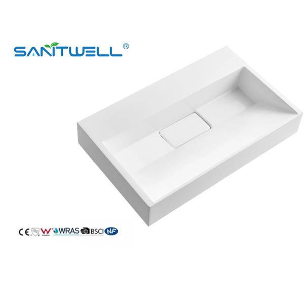 Special Design SW6001-600 Square Button Artificial Stone Basin Without Hole Semi