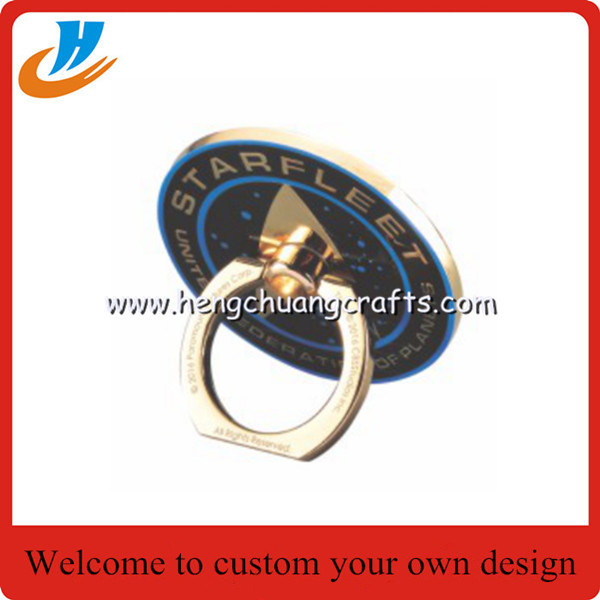 2017 New Coming Logo Shape Customized Cell Phone Ring with Hook