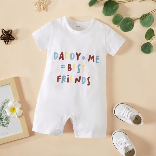 Baby 100% cotton overall romper Summer new children's short sleeve cloth Baby Letters Printing jumpsuit bodysuit