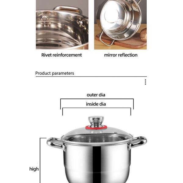 Kitchen Hot Fashion Silver Cooking Pots Sets Soup Pot Set Stainless Steel Cookware Sets With Glass Lid