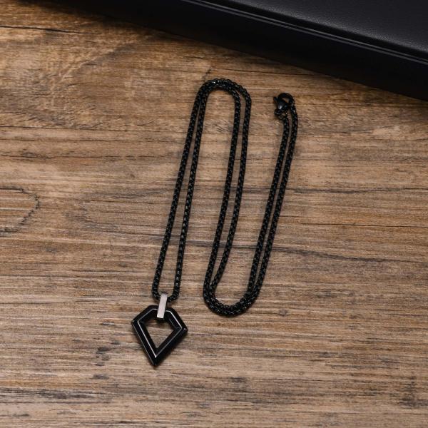 Custom Stylish Plated Black Diamond Shaped Stainless Steel Pendant For Men