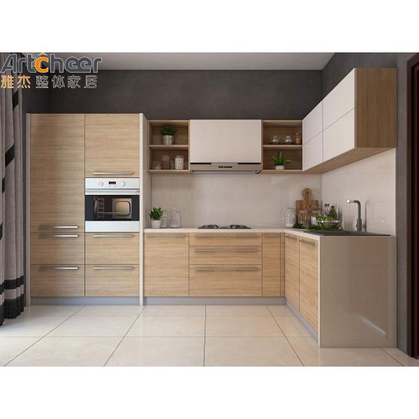 Minimalist Style Custom Solid Wood Kitchen Cabinets with Pure Acrylic Countertop