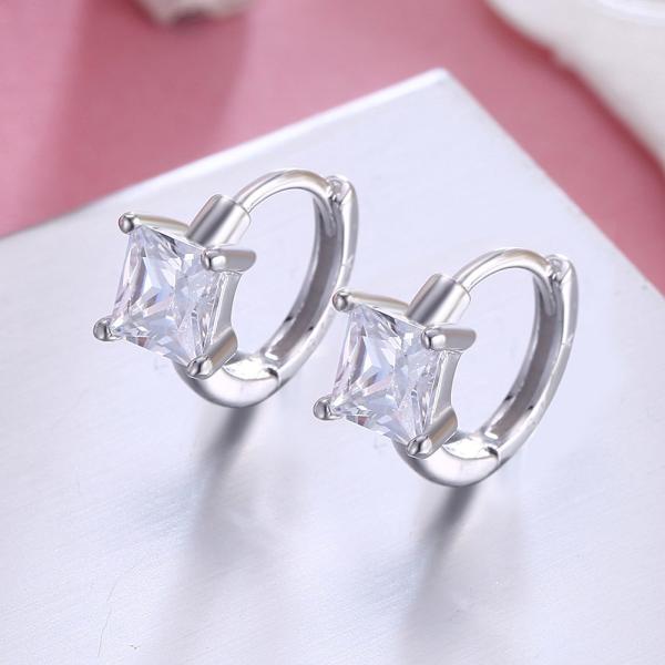 1.2cm 316L SS Square Cubic Zirconia Earrings 3A CZ Sterling Silver Stud Earrings