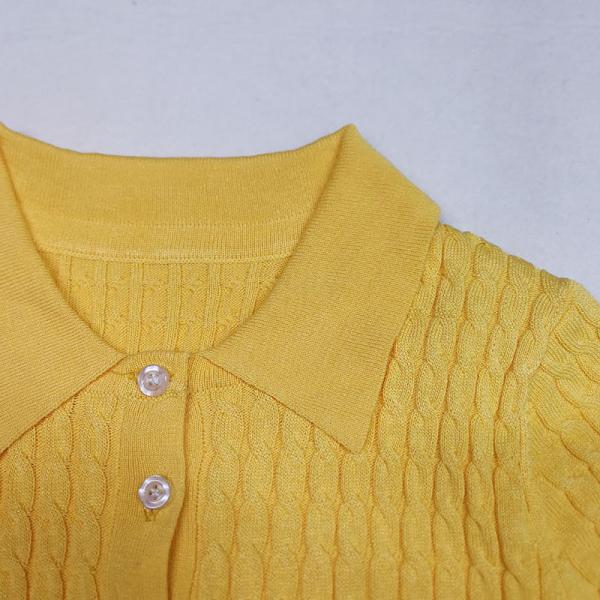 Lapel Single Breasted Womens Cropped Polo Shirt Short Sleeve