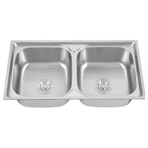 Large Electroplated 201 Stainless Steel Kitchen Sink Double 2 Compartment